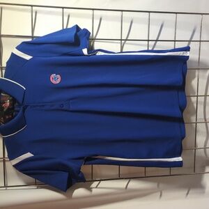 Women's blue and white golf shirt/ Jersey size large